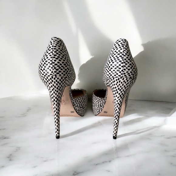 Classic Black and Off White Polka Dot D’orsay Women's Heel Pointy Pumps sz 8.5 - Picture 5 of 12